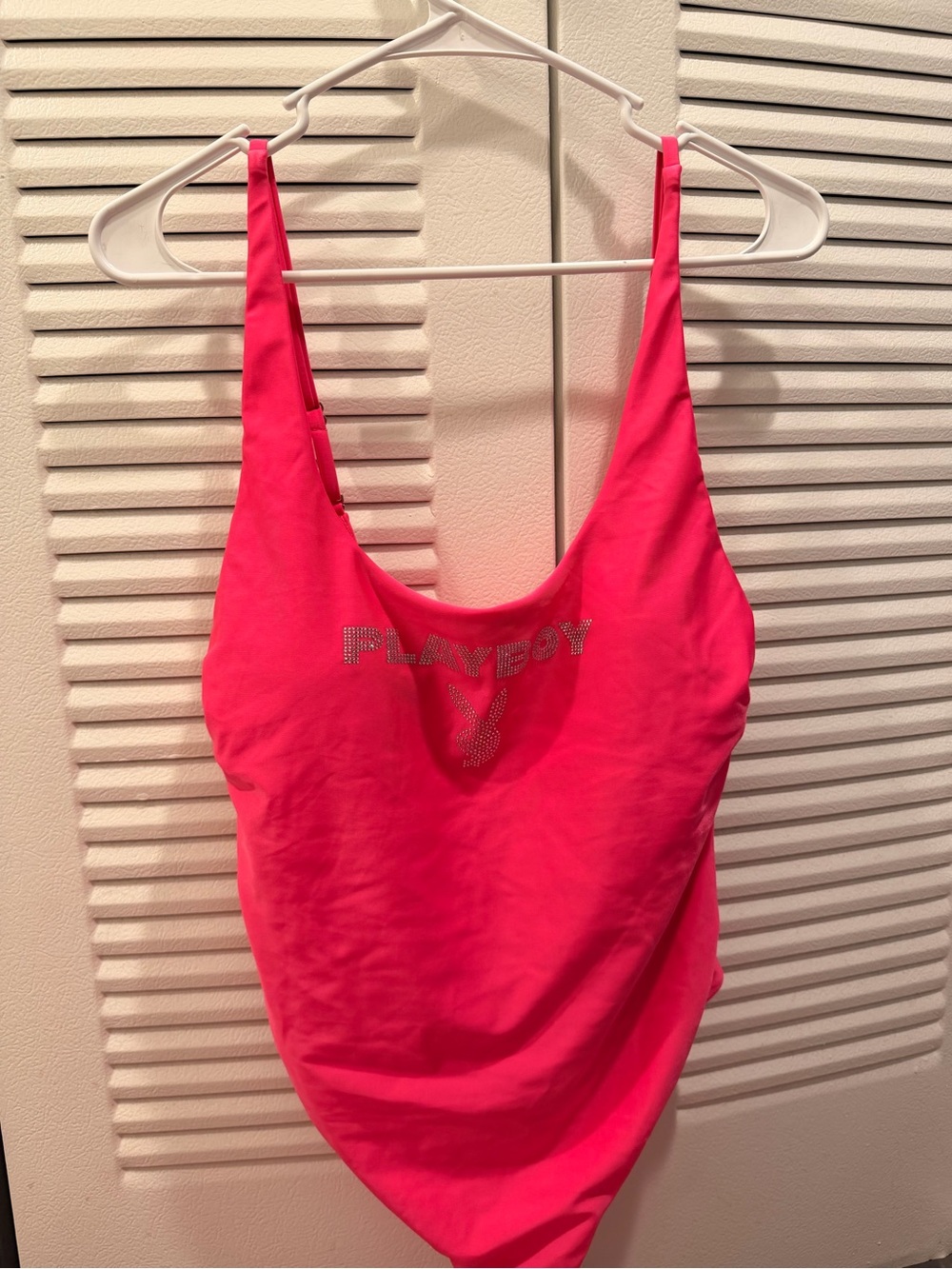 PLAYBOY Hot Pink Rhinestone Logo One-Piece Bandeau